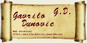 Gavrilo Dunović vizit kartica